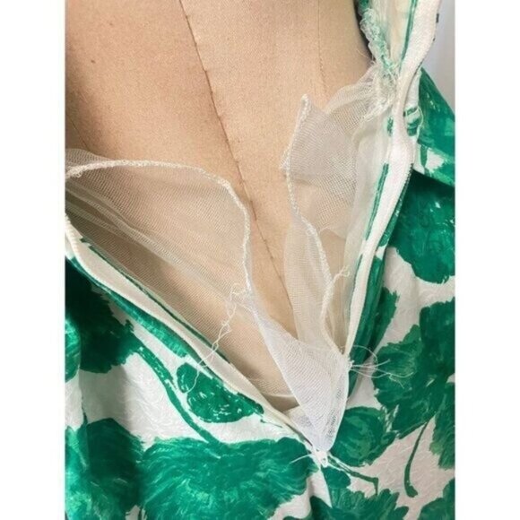Vintage Henri Bendel Young Timers 1950's Green Floral Maxi Dress Fits 2 4 RARE - Picture 6 of 9